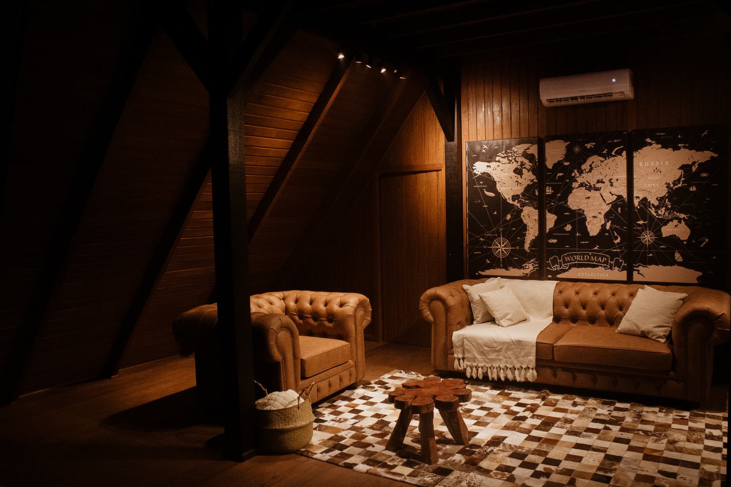 Sala de estar iluminada Cabana NS